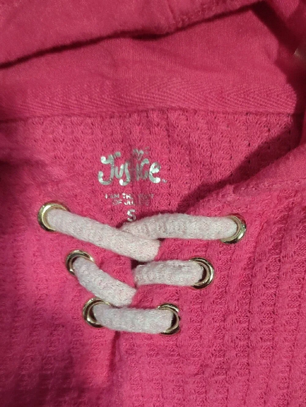 Justice Girls Hot Pink Hooded Pullover with Sequin Logo